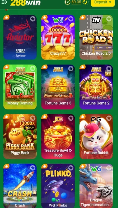 288WinGame dishboard image