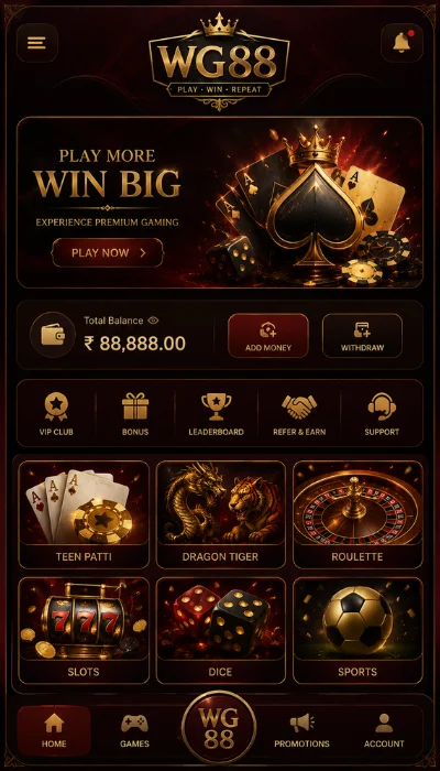 WG88 game dashboard image (