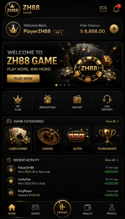 ZH88 game dashboard image